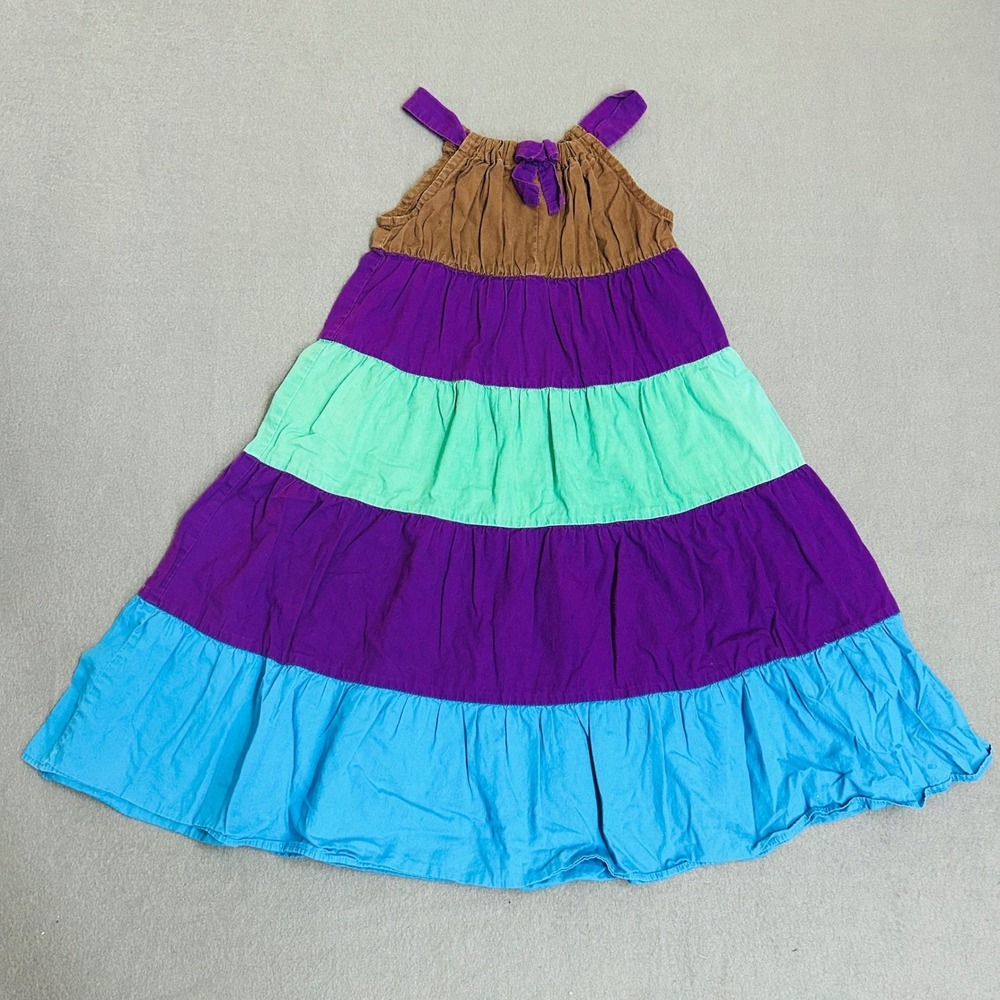 Faded Glory Dress Girls 6 Multicolor Tiered Colorblock Boho Cotton Sun Dress